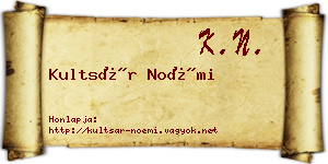 Kultsár Noémi névjegykártya